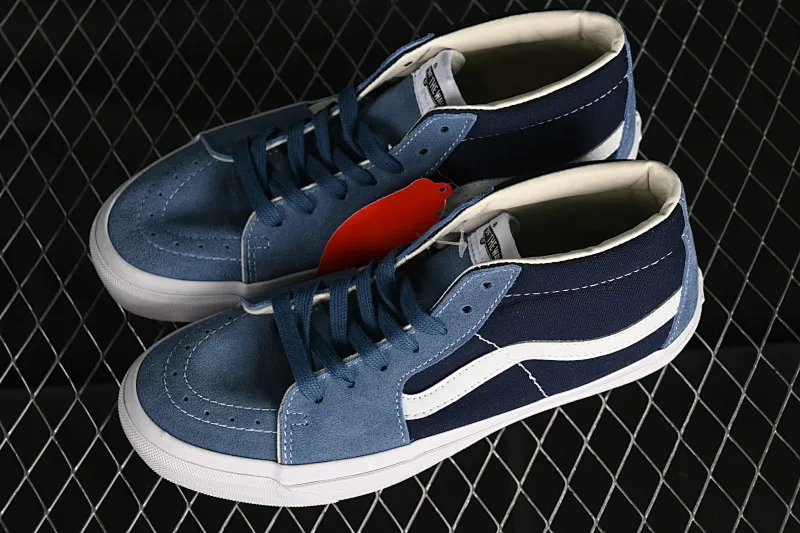 All categories Vans Vans series Vans Mid Vans Sk8-Mid Reissue 83 high-end branch blue stitching suede casual retro skateboard shoes VN000CQQDWR